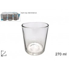Bicchieri Vetro liscio Set 6 Pezzi 270ml