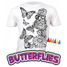 T-shirt Maglietta Colorabile Farfalle 5-6 anni